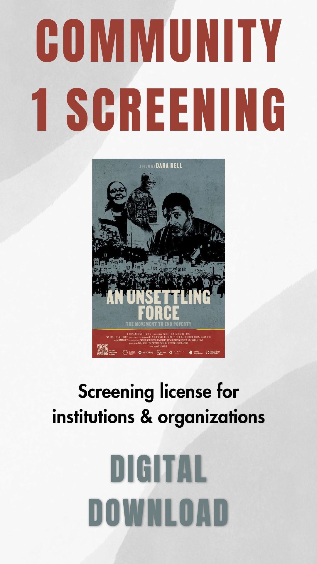 Community Screening License – $30.00 (Suggested Price)